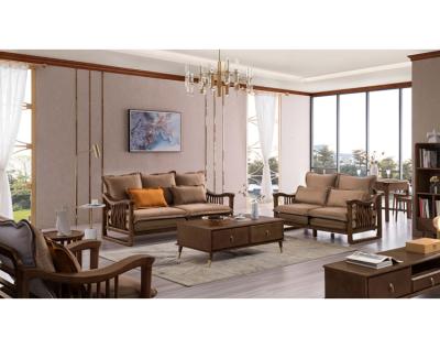 China Flocking Unique Hot Sale Design Fabric Furniture Living Room Nordic Wooden Sofa Set for sale