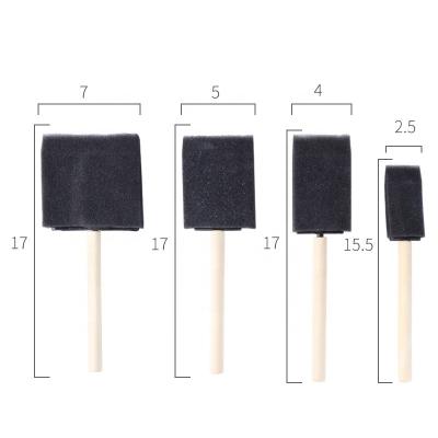 China Easy to Carry 4Pcs Wooden Sponge Brush Handle Watercolor Oil Stain Children Art Craft Painting Drawing For for sale