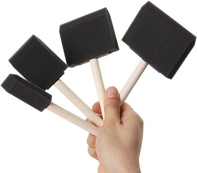 China Easy to Carry 4Pcs Set Wooden Handle Foam Sponge Brush for Art Painting Graffiti Dust Cleaning Tool Drawing Toys for sale