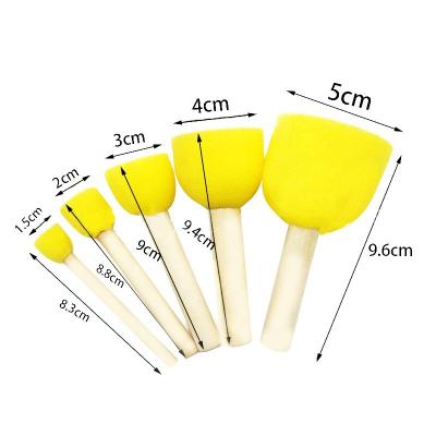 China Easy To Carry 5 Piece Assorted Size Round Sponges Of Play Brush Painting Tools For Kids for sale