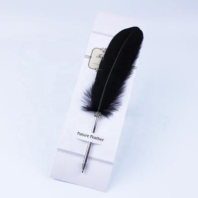 China Portable Feather Quill Pen Retro Writing Ballpoint Pen Feather Ballpoint Pen Wedding Gift Stationery for sale