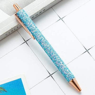 China Portable Ballpoint Pen with Powder or Gold Paper Glitter Pen Office Student Writing Crystal Pen for sale