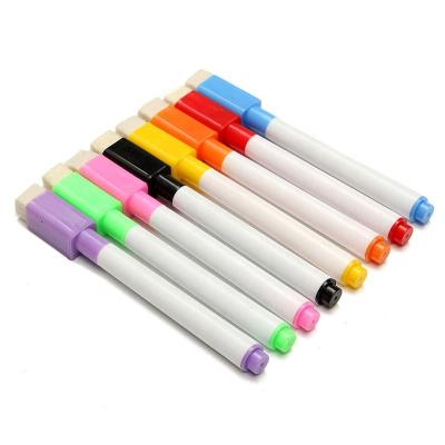 China Writing Smoothly at 8Pcs Colorful Whiteboard Pen Dry White Board Markers Built in Eraser Student Children's Drawing Pen for sale