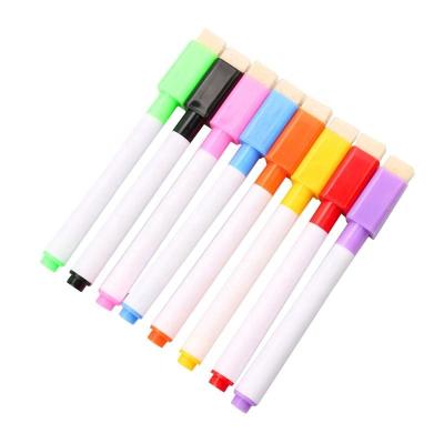 China Writing Smoothly at 8pcs Magnetic Colorful Whiteboard Pen White Board Markers Built in Eraser School Supplies Kids Drawing Pen for sale