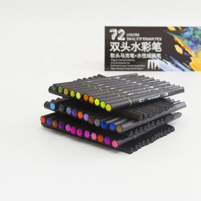 China Office School Watercolor Pen Art Sketching Markers Drawing Set 72 Colored Dual Head Watercolor Brush Pen for sale