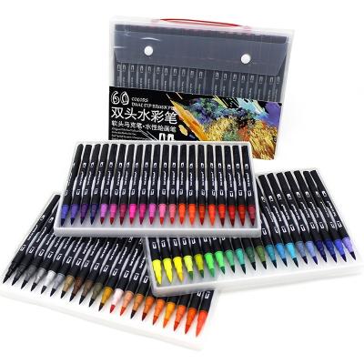 China Office School Watercolor Pen 60 Colors Brush Markers Pen For Drawing Calligraphy Pen Set Watercolor Painting Art for sale