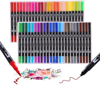 China Office School Watercolor Art Dual Brush Pens Markers 48 Colors Watercolor Painting Pens Fine Point Drawing Coloring Brush Marker Pens Set for sale