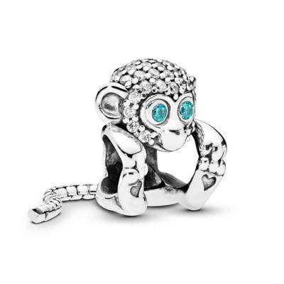 China FASHIONABLE Jewelry Delicate Zircon Monkey Animal Charm For Snake Bracelet 925 Sterling Silver for sale