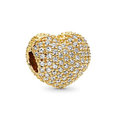 China Wholesale 925 Sterling Silver Pave Cz Charm CLASSIC Heart Clip Silver Charm for sale