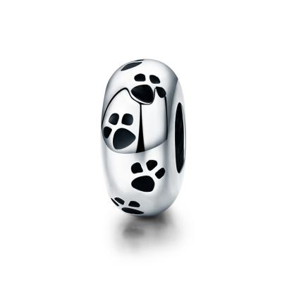 China CLASSIC 925 Sterling Silver Animal Pet Footprint Paw Spacer Charms Custom Paw Charm 925 for sale