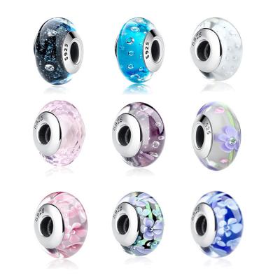 China For Famous Brand Bracelet Making Wholesale Sterling Silver Murano Glass Beads S925 For DIY Bangle Bracelet Jewelry for sale