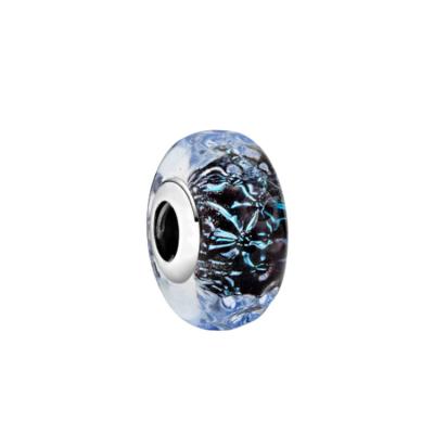 China TRENDY 925 Sterling Silver Murano Glass Ocean Charm Bead for Bangle Bracelet Jewelry Making for sale