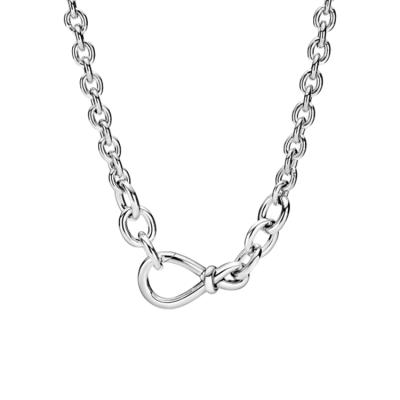 China TRENDY 925 Sterling Silver Gold Plated Chunky Infinity Knot Chain Necklace Jewelry for sale