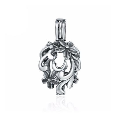 China 925 Sterling Silver Flower Pearl Cage Pendant Necklace TRENDY Pendant Jewelry for sale