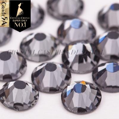 China Strong round crystal rhinestone black color rhinestone hotfix DMC circle accessories 4mm rhinestone hot fix for evening dress for sale