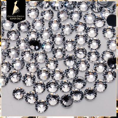 China Super sparkle volume in crystal stock 5A super shiny clear white bling rhinestone hotfix glass flatback ss8 for clothes accessories for sale