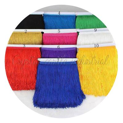 China More drape much softer than others softer 15cm 25cm width polyester lace tassel fringe trim ribbon sew latin dress accessories DIY fringe tassel for sale