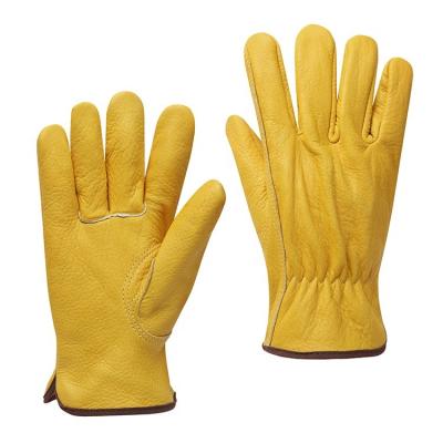 China High Quality Durable Custom Made Full Grain Leather Driver Hog Safety Hand Working Gloves With Stretchable Wrist for sale