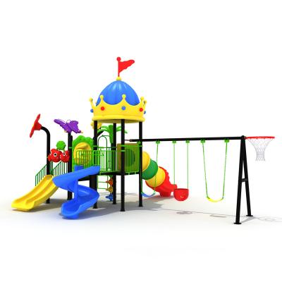 China 3-15 Years Kids Play Plastic Swing Kids Yard Slide Outdoor Playground Set For Wholesale for sale