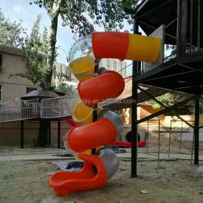 China 3-15 Years Old Kids Spiral Big Tube Slide Kids Long Twisted Slide With Clear Vision for sale