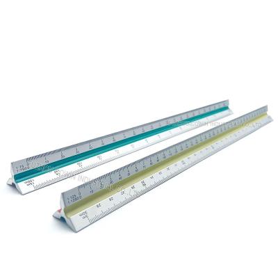 China Core 12inch Triangle Scale Aluminum Solid Aluminum Engineering Ruler Architectural Mechanical Drafting Ruler for sale