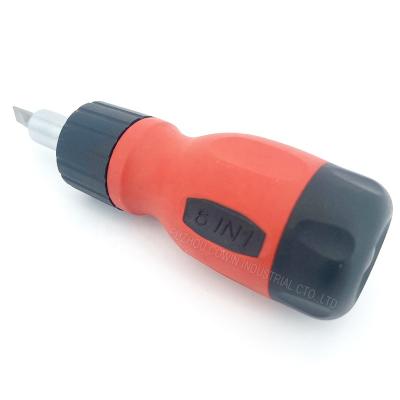 China Plastic Ratchet 8 in1 Screwdriver Handle with Stubby C-RV Screw Bit Screwdriver for sale