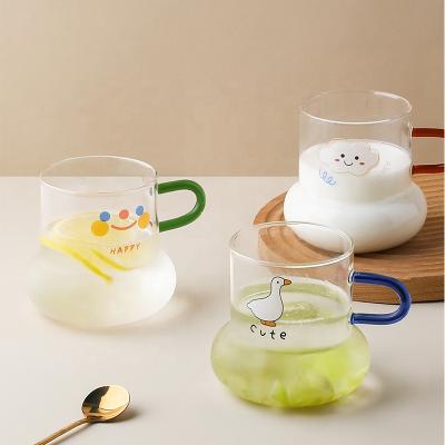 China 2021 Customized Viable Newcomer Livetai INS Borosilicate Glass Cups Borosilicate Glass Cups Cute Printing Home Water Milk Beer Drinks Cup Customized for sale