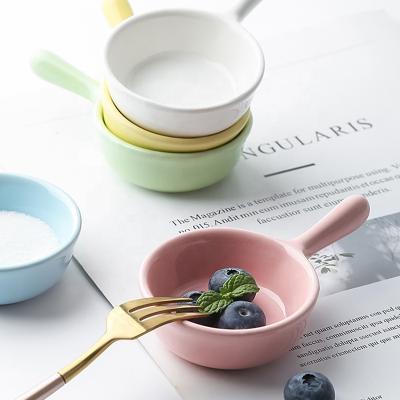 China Viable Creative Ceramic Mini Seasoning Plate Cute Colorful Small Side Dish Sauce Bowl for sale