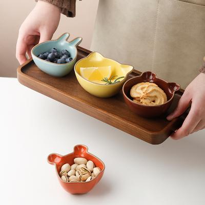 China Disposable Creative Mini Cartoon Animal Ceramic Soy Dish Dessert Dish Home Snack Seasoning Dish Dipping Dish for sale