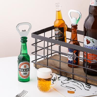 China Multifunctional Beer Bottle Opener Fridge Magnet Beer Bottle Opener Fridge Magnet Bottle Shape Metal Opener With Magnet Fridge for sale