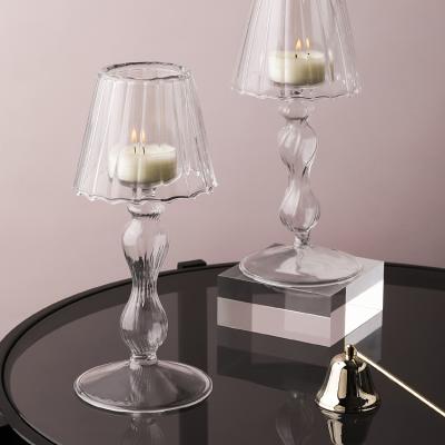 China Home Decoration Wholesale Insist Table Lamp Sconce Light Luxury Glass Candlestick For Wedding Party Decors Home Ornaments for sale