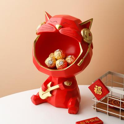 China China Resin Crafts Big Mouth Gift Organizer Nordic Home Decors Desktop Ornaments In Cat Cute Sculpture Storage Box for sale