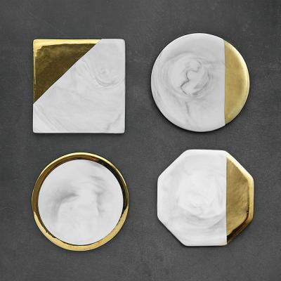 China Minimalist 2022 Institute of Statistics Marble Style Marble Style Coaster High Quality Nordic Ceramic Home Kitchen Minimalist Table Cup Mat &Pad for sale