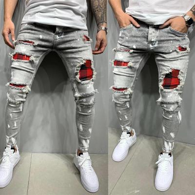 China 2021 QUICK DRY customized high quality wholesale designers skinny cotton classic straight ripped damage jeans pants for men for sale