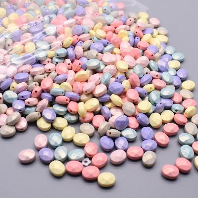 China Jewelry Making 10x8mm Candy Clouds Acrylic Beads Oval Faceted Loose Plastic Beads For DIY Handmade Jewelry Making Crafts Rainbow Bag for sale