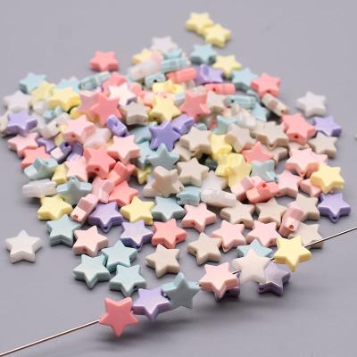 China Cute Clouds Acrylic Beads 10mm Star Shape Faceted Loose Plastic Beads For DIY Handmade Jewelry Making Crafts Rainbow Bag for sale