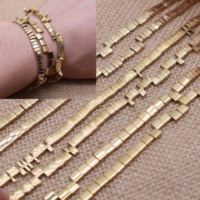 China Making Jewelry Bracelet Necklace Gold Color 5x5mm 5x2mm 5x1mm Two Hole Cuboid Natural Hematite Beads For Jewelry Making Natural Gemstone Bead Bracelet Beads for sale