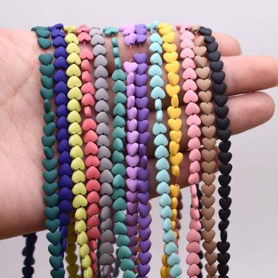 China Preparing Peach Heart Shape Hematite Jewelry Bracelet Necklace 6/8mm Beads Natural Stone Beads For Jewelry Making Bracelet Beads for sale