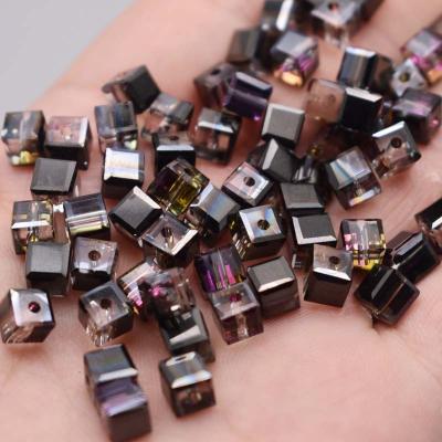 China Pendant Bracelets Necklace Boho Factory Wholesale 6mm 95pcs/strand Faceted Square Shape Crystal Glass Beads For Jewelry Making AB Color Cube Seed Glass Beads for sale