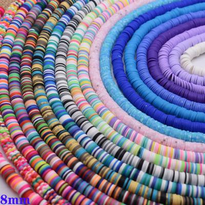 China DIY Jewelry Hand Preparing 1x8mm Colored Polymer Clay Disc Spacer Beads Round Forming Clay Beads Hot Sell Ready Soft To Board DIY Jewelry 15