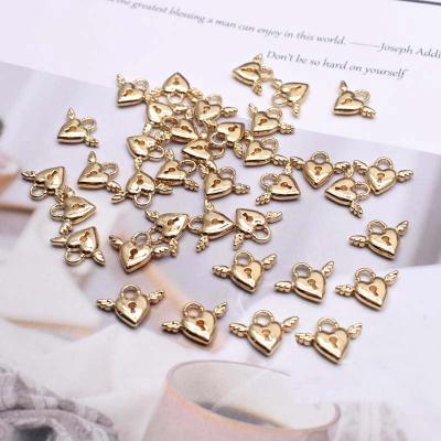 China 10pcs/bag CLASSIC Zircon Alloy Micro-inlay Metal Pendant Lock Key Charms Pendant For Jewelry Making DIY Necklace Design for sale