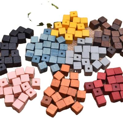 China DIY Gift 500pcs/bag 10mm Square Shape Wood Beads Environmental Friendly Color Wooden Beads For DIY Jewelry Craft Making for sale