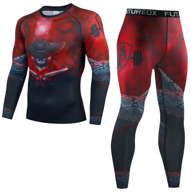 China High Quality Primitive Tribal Men's Running Suit Gym Wear Yoga Gym Sportswear Bodybuilding Fitness Breathable Tight Sportswear Sportswear for sale