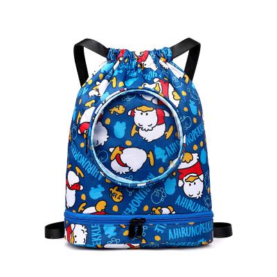 China Lightweight Waterproof Polyester Drawstring Backpack Kids School Sports Travel Swimming Bag For Boys Girls for sale