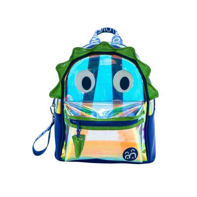 China Waterproof Cute Animal Frog Patterned Clear Laser Backpacks Customized Waterproof Kids School Bags For Boys Girls for sale