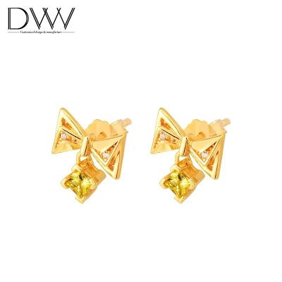 China Environmental Friendly Designer Earrings Popular Brands Silver Gold Plated Stud Korean Fashion Jewelry Butterfly Sleeve Earings For Women 2021 for sale