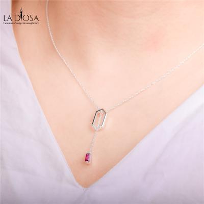 China Factory Wholesale High Quality Red Color 18Inches Zirconia Necklace Women Jewelry for sale