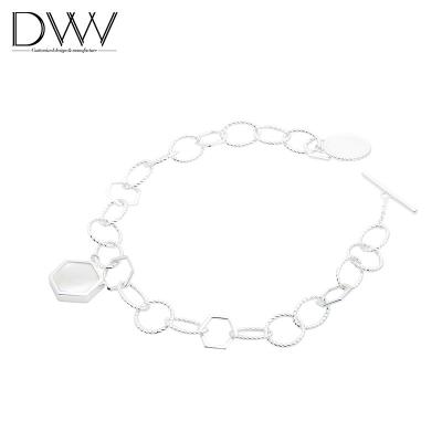 China New Design High Quality Classic Style Bezel Setting Bracelets Link Pearl Stone Bracelet for sale