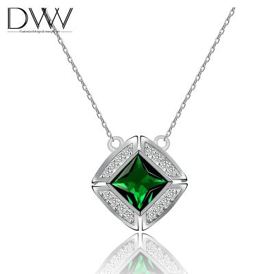 China Green Zirconia Hot Selling Casual/Sporty Women Iced Out Jewelry Link Chain Bezel Setting Necklace for sale