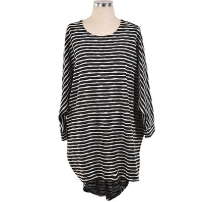 China Women Ladies Breathable Loose Loungewear Stripe Long Sleeve Tunic Tops for sale